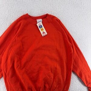 NWT vtg 80s BLANK ORANGE CREWNECK SWEATSHIRT MEDIUM/LARGE NOS action monsanto‎